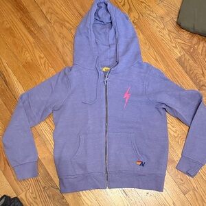 Aviator Nation Lavender Hoodie with Pink Lightning Bolt